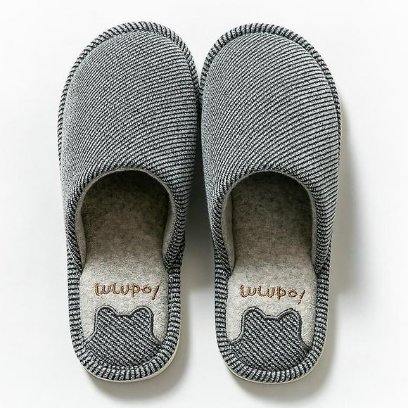 2023 Chaussures En Coton Coordonnantes Pour Hommes Pantoufles Simples Impression Rayures Maison Intrieur Doux Automne Hiver