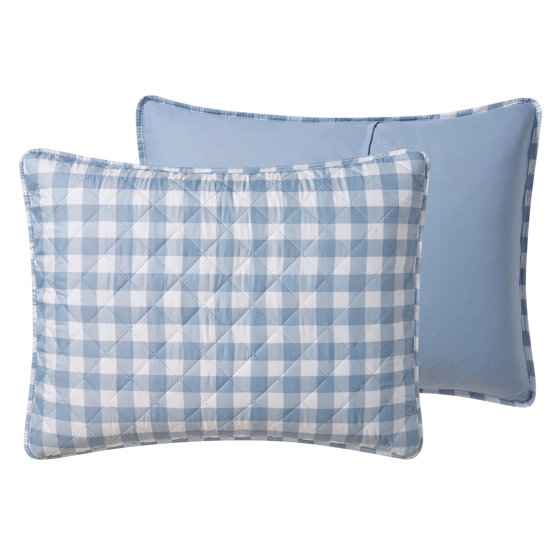 VCNY Home Blue Gingham 3-Piece Adult Microfiber Quilt Set, Full/Queen