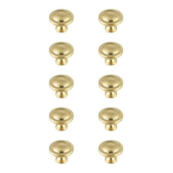 Elegant Decor Garlande 1.2" Diameter Brushed Gold Mushroom Knob Multipack (Set of 10)