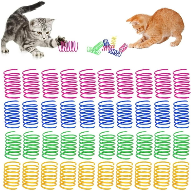 Apuakthei 40 piezas de juguetes de resorte para gatos y gatitos, juguetes de resorte helicoidal de plástico para gatos, juguetes para gatos, ¡los juguetes de resorte para gatos son excelentes regalos