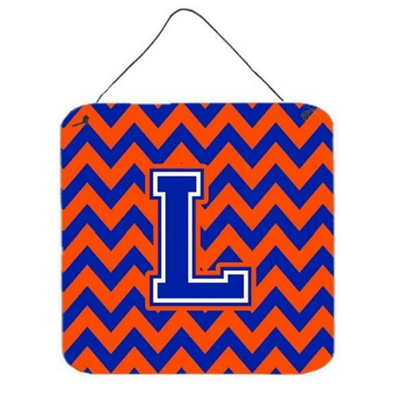 Letter L Chevron Orange & Blue Wall or Door Hanging Prints, 6 x 0.02 x 6 in.