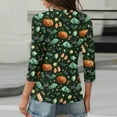 thumbnail image 4 of Halloween Henley Tops for Women 3/4 Sleeve Pumpkin Ghost V Neck T Shirts Funny Graphic Tshirts Halloween Costumes, 4 of 5