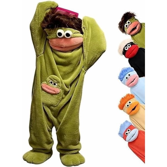 Kintue Monster Onesie Adult, Goofy Big Mouth Pajamas with 3D Hood, Ultra Soft Plush Halloween Pajamas for Couples Family Matching Sets