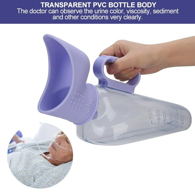Botella de orina femenina, inodoro portátil para incontinencia con orinal con adaptador para mujer, urinario de emergencia reutilizable para mujeres en cama/personas con movimiento limitado EOTVIA NO
