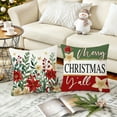 thumbnail image 4 of Lomyolo Merry Christmas Throw Pillow Covers Set of 4, 18x18 Inch Red Holiday Cushion Cases with Reindeer & Tree Print, Soft Xmas Decorations for Couch, Sofa, Winter Home Decor Gift, 4 of 6