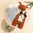 thumbnail image 2 of Newborn Outfits Baby Boy Boys Casual 3 Piece Set Cute Trendy Graphic Print Short Sleeve Crewneck T Shirt Elastic Pants Matching Hat Comfortable, 2 of 4