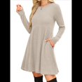 thumbnail image 3 of Vestido de Larga para Mujer, Cuello Redondo, Cintura Alta, Túnica con Bolsillos Albaricoque XL, 3 of 6