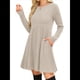 thumbnail image 3 of Vestido de Larga para Mujer, Cuello Redondo, Cintura Alta, Túnica con Bolsillos Albaricoque L, 3 of 6