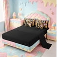 thumbnail image 3 of meiyoeat Girls Baseball Games 7 Pieces Full Size Bedding Sets For Ball Gamer,Colorful Ice Cream Drip Full Size Bed in a Bag For Kids,Black Reversible, 3 of 7