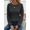 thumbnail image 5 of Eytino Sweater for Women 2025 Fall Tops Lace Raglan Sleeve Button Blouses Casual Crew Neck Long Sleeve Shirt Lightweight Knit Pullover Sweater Dark Grey 2XL, 5 of 6
