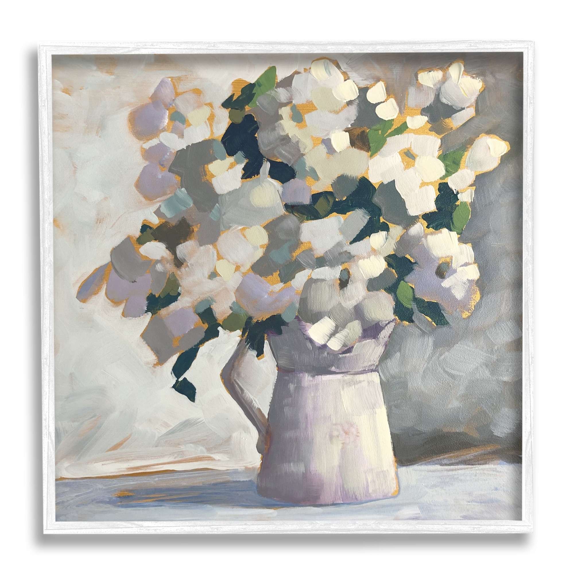 Stupell Industries Classic White Flower Arrangement Abstract Petals Bouquet Framed Wall Art, 12 x 12, Design by Sue Riger