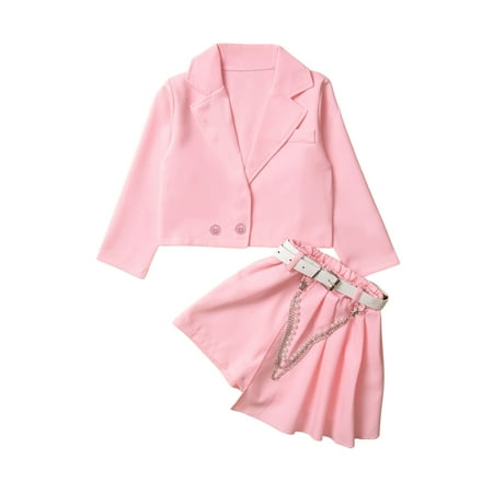 

PBaeM Infant Girls Suits Children Candy-Colored Suit Jacket Two-Piece Outfit Sets