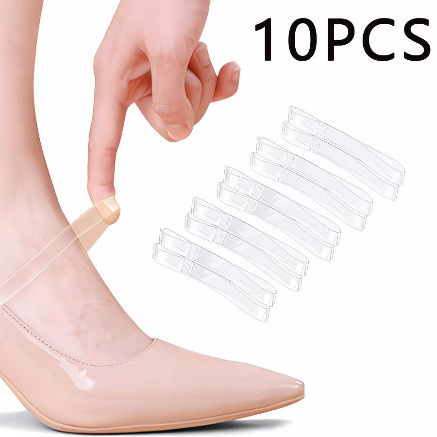 10pcs Invisible Shoelace TPU Material Women's Anti-Slip Strap Fastener for Sandals, High Heels & Flat Shoes, Clear Elastic Shoe Strap