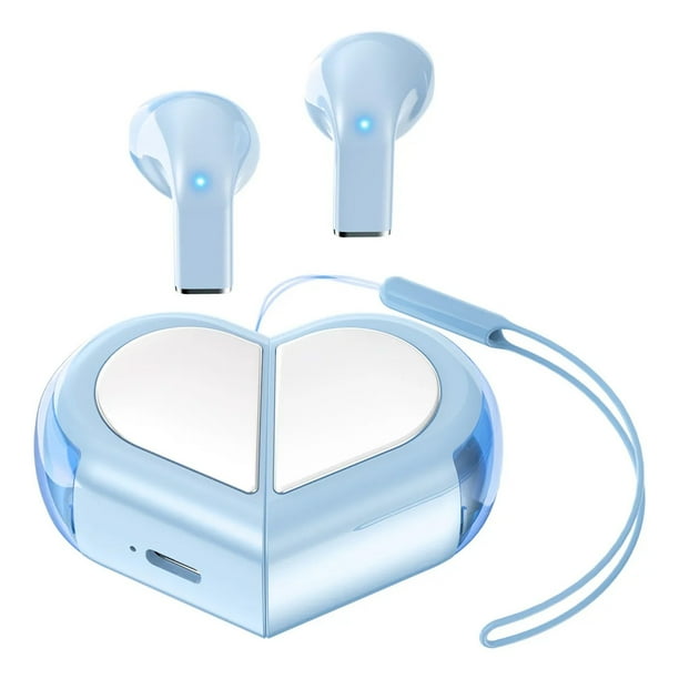 VEATOOL K520 Auriculares Inalámbricos Intrauditivos, Bluetooth 5.3, Diseño con Cordón Portátil, Perfil Doble en Forma de Corazón
