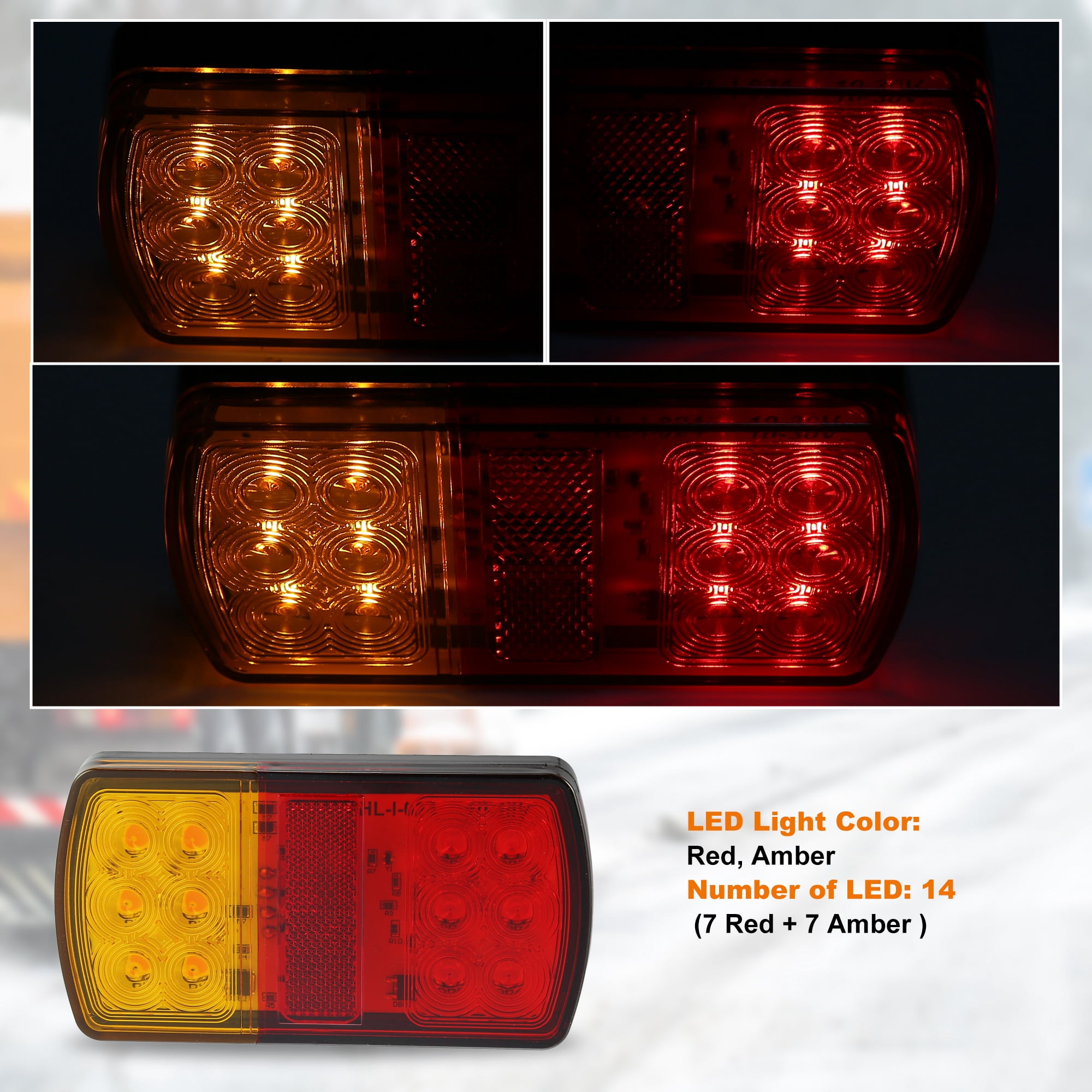 2pcs 12 LED Trailer Tail Lights 12V-36V Turn Signal Brake Tail Light Universal for Utility Trailer Truck Boat Red Amber