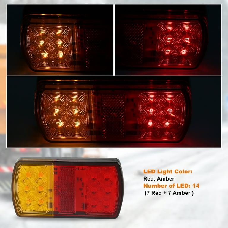 KYYET 2pcs Red & Yellow Trailer Truck Van Lorry ATV Accesorios Universal  Sequential Flowing Stop Brake Turn Singal Rear Tail Light Lamp Halo Neon  Led Light Bar - Yahoo Shopping