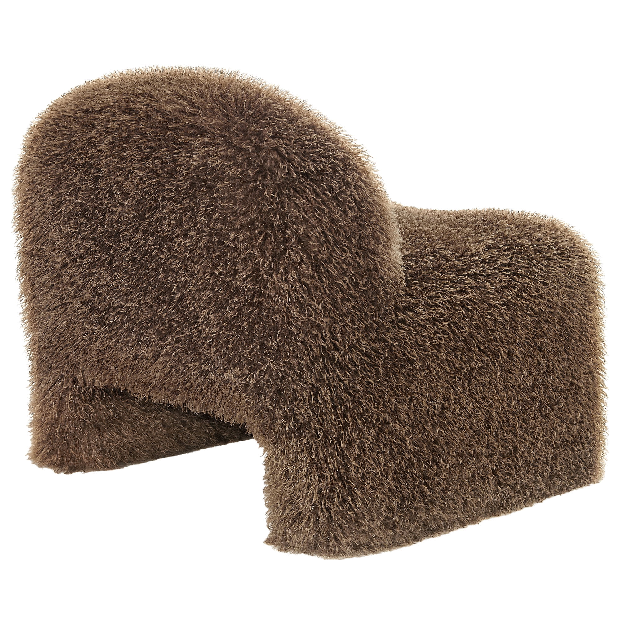 Mina Faux Fur Accent Chair in Brown