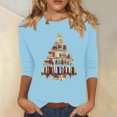 thumbnail image 1 of Meichang T-Shirts de Noël pour Femmes, Col Rond, Manches 3/4, Coupe Ample, Pull de Noël Classique, Joyeux Noël, Graphique, 1 of 4