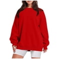 thumbnail image 2 of Lumtrix Women Fall Oversized Crewneck Sweatshirt Vintage Long Sleeve Pullover Loose Fit Cute Y2K Hoodie Red M, 2 of 7