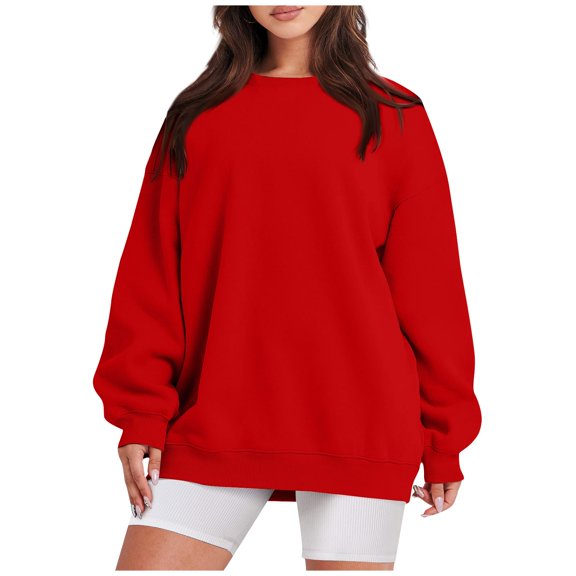 Oversized Sweatshirts for Women Fall Casual Crew Neck Pullover Sweatshirts Soft Comfy Fleece Long Sleeve Sweatshirts, S
