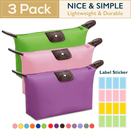 ComfiTime Makeup Bag - 3 Pack Travel Toiletry Bag Waterproof Cosmetic Pouch Travel Pouch Small Cosmetic Bag Makeup Pouch Travel Makeup Bag for Women Men and Kids Multi-Purpose Nylon Zipper Pouch