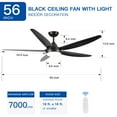 thumbnail image 5 of Elegant and Contemporary XNGGNG 56-Inch Integrated LED Ceiling Fan with Black ABS Blade  Designed for Ambient Lighting and Efficient Air Circulation, 5 of 9