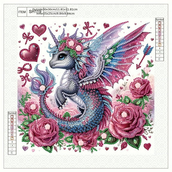Flying Dragon Diamond Art Painting Kit on Roses