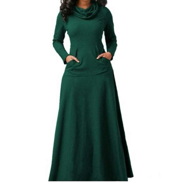 Large Size Long-sleeved Turtleneck Autumn And Winter Cross-border Long Bottoming Dress