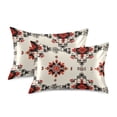 thumbnail image 2 of Beige Background with Black Red Geometric Pattern Satin Pillowcase Envelope Design Pillow Covers 1 Pack Queen Size 20" x 30", 2 of 9