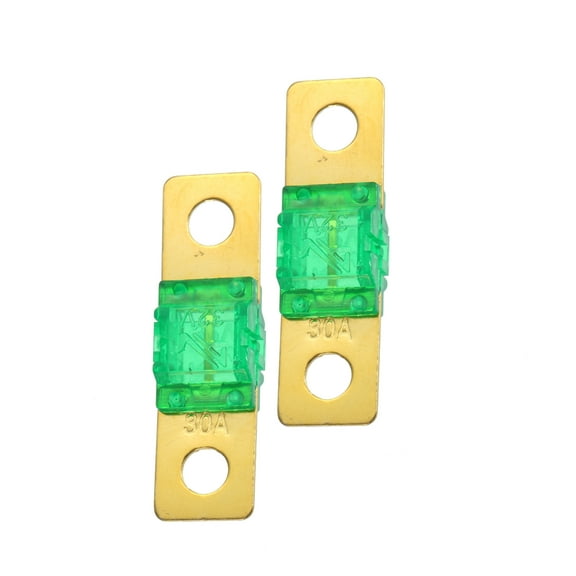 Unique Bargains 2pcs 30AMP 32V Bolt on AMI Fuse for Automotive Marine Audio Video System Green Gold Tone