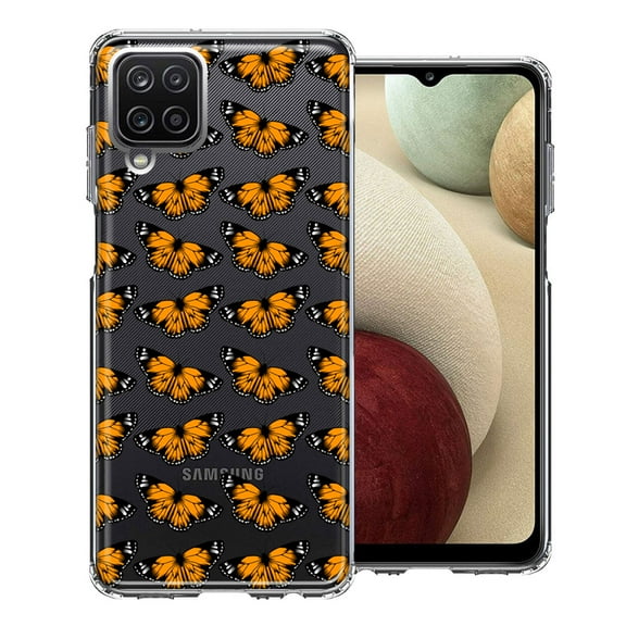 MUNDAZE For Samsung Galaxy A12 Monarch Butterflies Design Double Layer Phone Case Cover