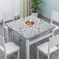 thumbnail image 3 of Blue Christmas Snowflake Pattern Square Fitted Tablecloth with Elastic Edge,Square Table Cover,Washable Elastic Table Cover for Home Kitchen Party Decor 36"x36", 3 of 6