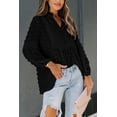 thumbnail image 4 of Women's Black Ruffled Split Neck Lace Hollow Out Puff Sleeve Polka Dot Blouse, 4 of 18