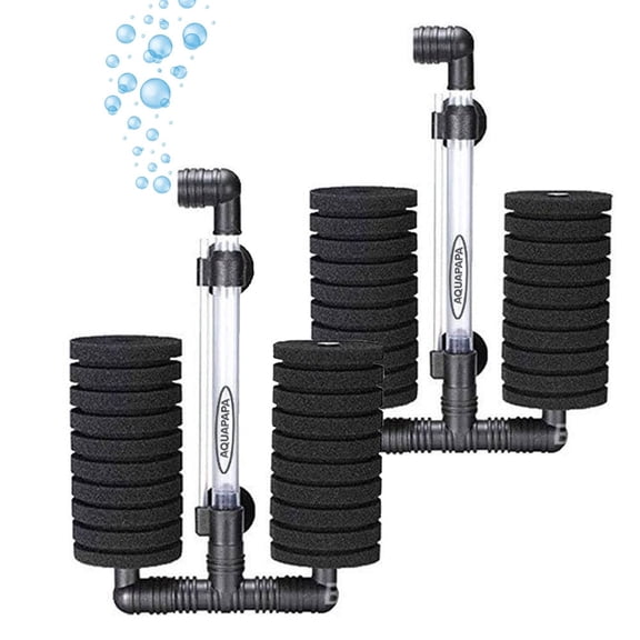 Aquapapa Pack of 2 Bio Sponge Filter for Betta Fry Aquarium Fish Tank Up to 55 Gallon, Double Sponges
