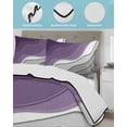 thumbnail image 4 of Quilts Full Size Bedding Set, Purple Grey Ombre Lightweight Quilted Comforter, Modern Geometric Abstract Aesthetics Cream Soft Bedspread Coverlet with Pillow Covers for All Season, 78" x 90", 4 of 7