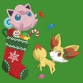 thumbnail image 2 of Boy's Pokemon Christmas Jigglypuff and Fennekin Stocking  Graphic Tee Kelly Green Large, 2 of 4