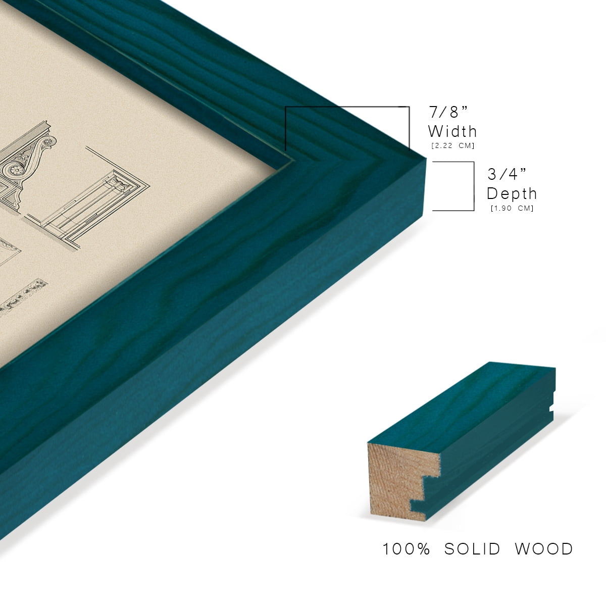 Estate and Plan VI -Framed Print w/glass-Ocean Blue