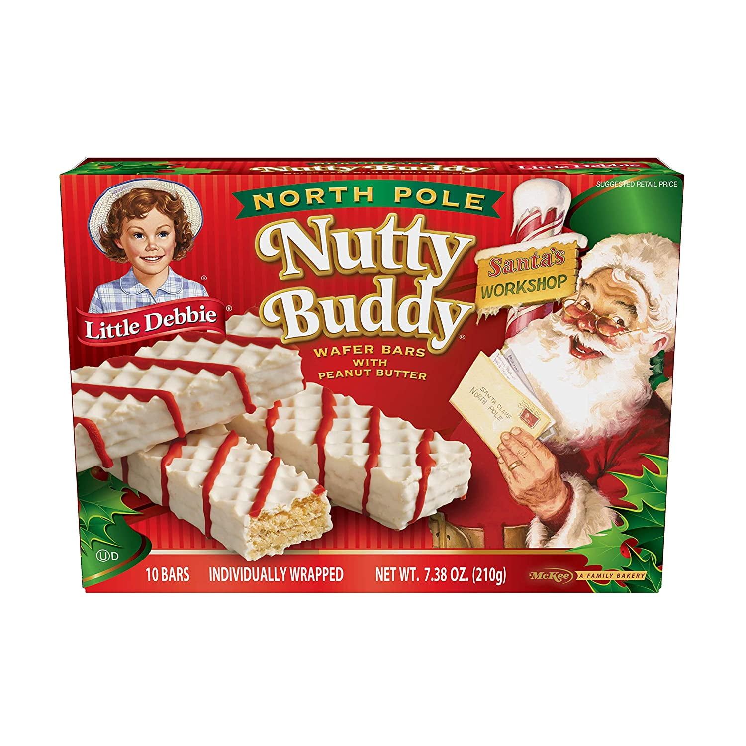 Little Debbie North Pole Nutty Bars Wafer Bars, 10Count 2 Boxes