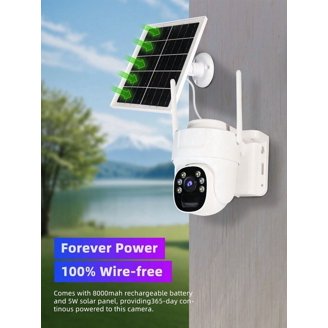 EVERSECU 2K 3MP Solar-Powered Wireless Security Camera Support Pairing Via Bluetooth, Outdoor WiFi Home CCTV Bullet Camera, Spotlight, PIR Motion Detection, 2-Way Audio, Compatible With Alexa(4pack