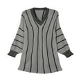 thumbnail image 5 of GEWSEY Womens Oversized Striped Tunic Sweaters Casual V Neck Long Sleeve Color Block Knit Pullover Jumper Tops (Grey, M), 5 of 5