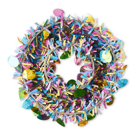 Way To Celebrate Easter Pastel Tinsel Egg Wreath, 14"