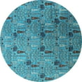 thumbnail image 1 of Ahgly Company Indoor Round Oriental Light Blue Industrial Area Rugs, 4' Round, 1 of 4