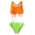 thumbnail image 4 of FINALGANG Girls One Piece Athletic Swimsuit Kids Ice Cream Print Sleeveless High Waist Stretchy Breathable Bathing Suit For Training Pool Beach Activities OTHER3 11-12 Y, 4 of 5