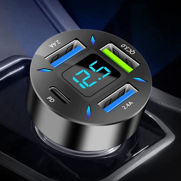 4 Ports USB Car Charger Adapter Fast Charge Cigarette Lighter Compatible ForAndroid Phone (PD20W+QC3.0+2 x 2.4A)