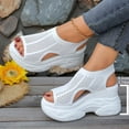 thumbnail image 3 of Women's Platform Wedge Sandals Open Toe Hollow out Mesh Slip on Casual Orthopedic Walking Shoes Lightweight Chunky Heels White Size 7, 3 of 6