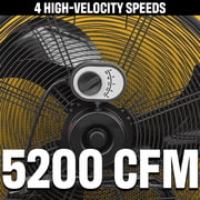 Caterpillar® Fan 20 High-Velocity 4-Speed Shroud Metal Floor Fan, 5200 CFM, Black