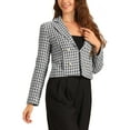 thumbnail image 4 of INSPIRE CHIC Women's Notch Lapel Jacket Office Long Sleeve Casual Blazer Jackets S White Black, 4 of 5