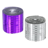 Uxcell Self Adhesive Glass Mirror Mosaic Tiles 3200 Pcs 0.2'' x 0.2'' Disco Tiles 2 Rolls Purple Silver