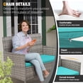 thumbnail image 3 of ELPOSUN Patio Furniture 4 Pieces Outdoor Wicker Rattan Chair Balcony Conversation Sets Porch Furniture Sectional Loveseat w Cushions and Table for Backyard Pool Garden (Grey-Turquoise), 3 of 8