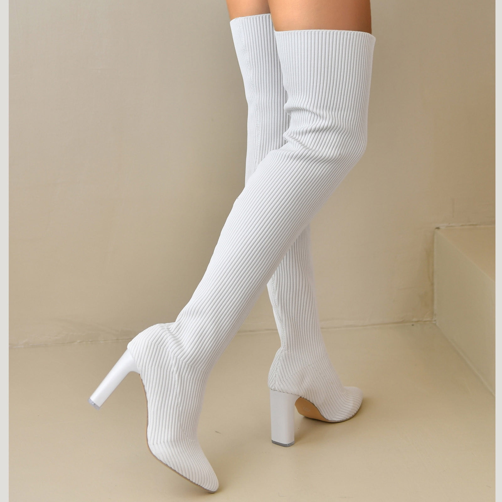 Women's nikka heeled over 2025 the knee sock boots